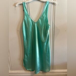 Sleek Teal Satin Slip Dress